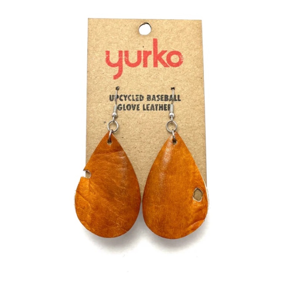 YURKO BASEBALL GLOVE EARRINGS Leather Nickel Free Hypoallergenic